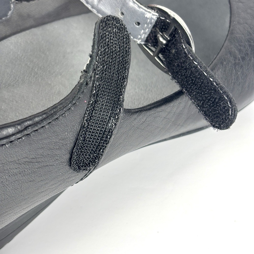 Dansko Fawna Mary Jane Shoes Womens 37 US 6.5-7 Black Leather Low Wedge Comfort - Picture 13 of 15